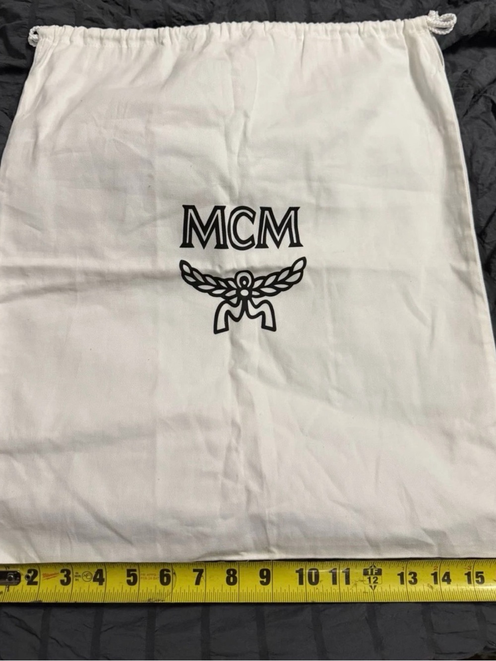 MCM White Drawstring Logo Dust Bag - Picture 2 of 6